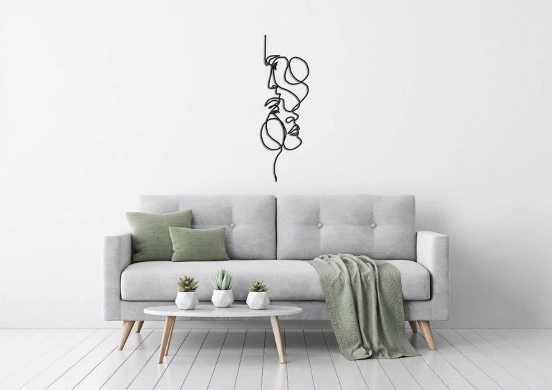 One line Two Faces Line One Line Metal Decor One Line Draw Metal Wall Decor Metal One Line Two Faces