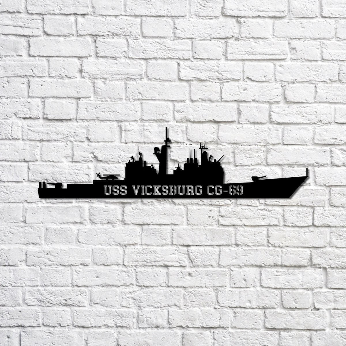 Uss Vicksburg Cg69 Navy Ship Metal Sign, Memory Wall Metal Sign Gift For Navy Veteran, Navy Ships Silhouette Metal Sign Laser Cut Metal Signs Custom Gift Ideas