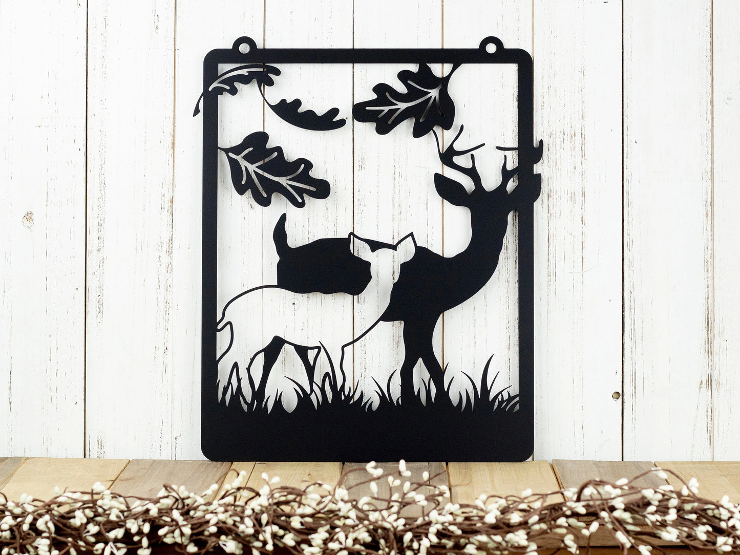 Deer Garden Hanging Black Metal Sign Fall Decor Yard Sign Outdoor Art Garden Decor