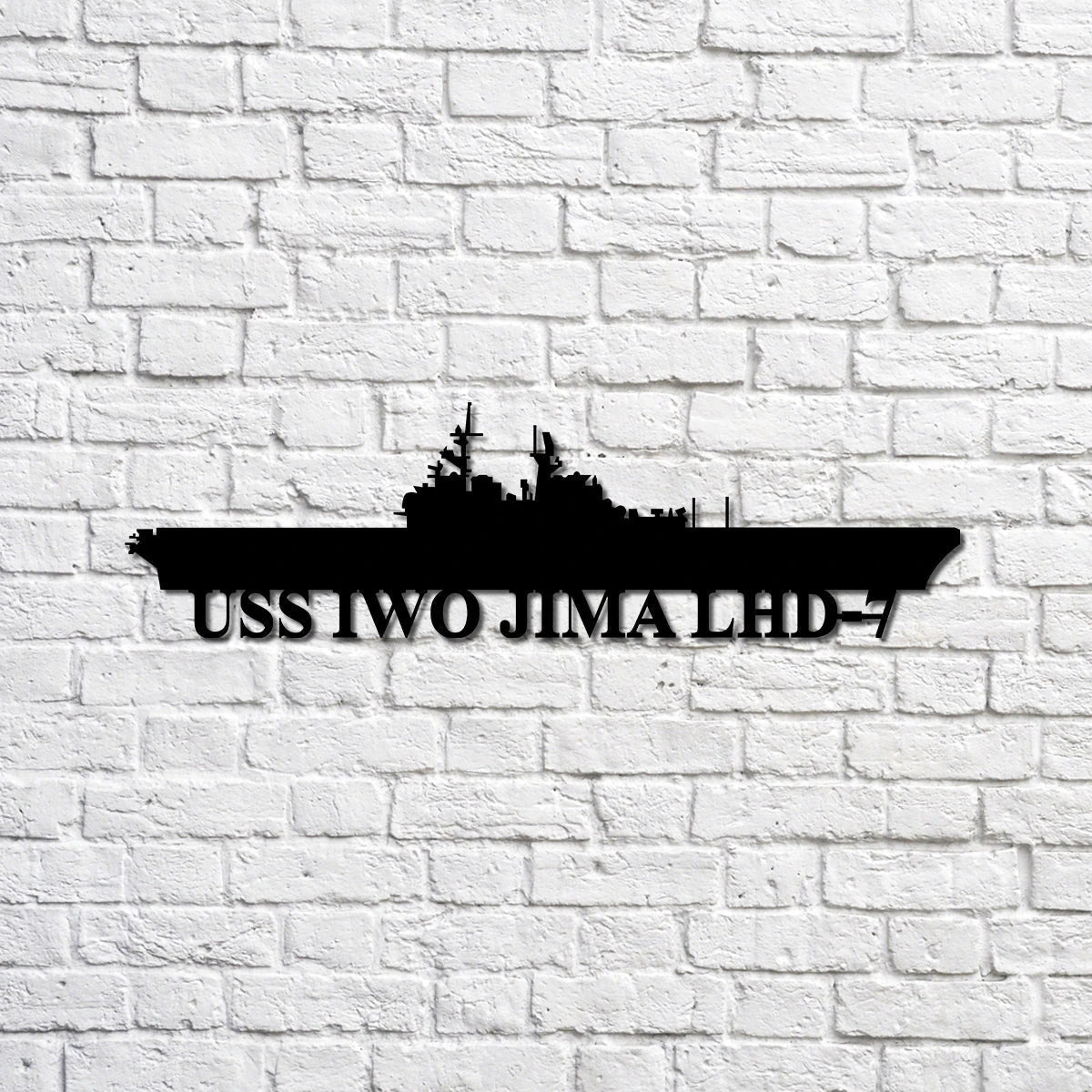 Uss Iwo Jima Lhd7 Navy Ship Metal Sign, Memory Wall Metal Sign Gift For Navy Veteran, Navy Ships Silhouette Metal Sign Laser Cut Metal Signs Custom Gift Ideas