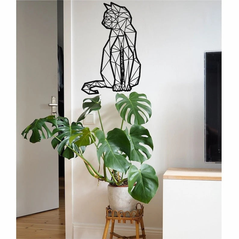 Metal Wall Decor Metal Cat Art Geometric Cat Decor ation Wall Hangings Metal Sign Cat Lover Gift Cat Wall Decor