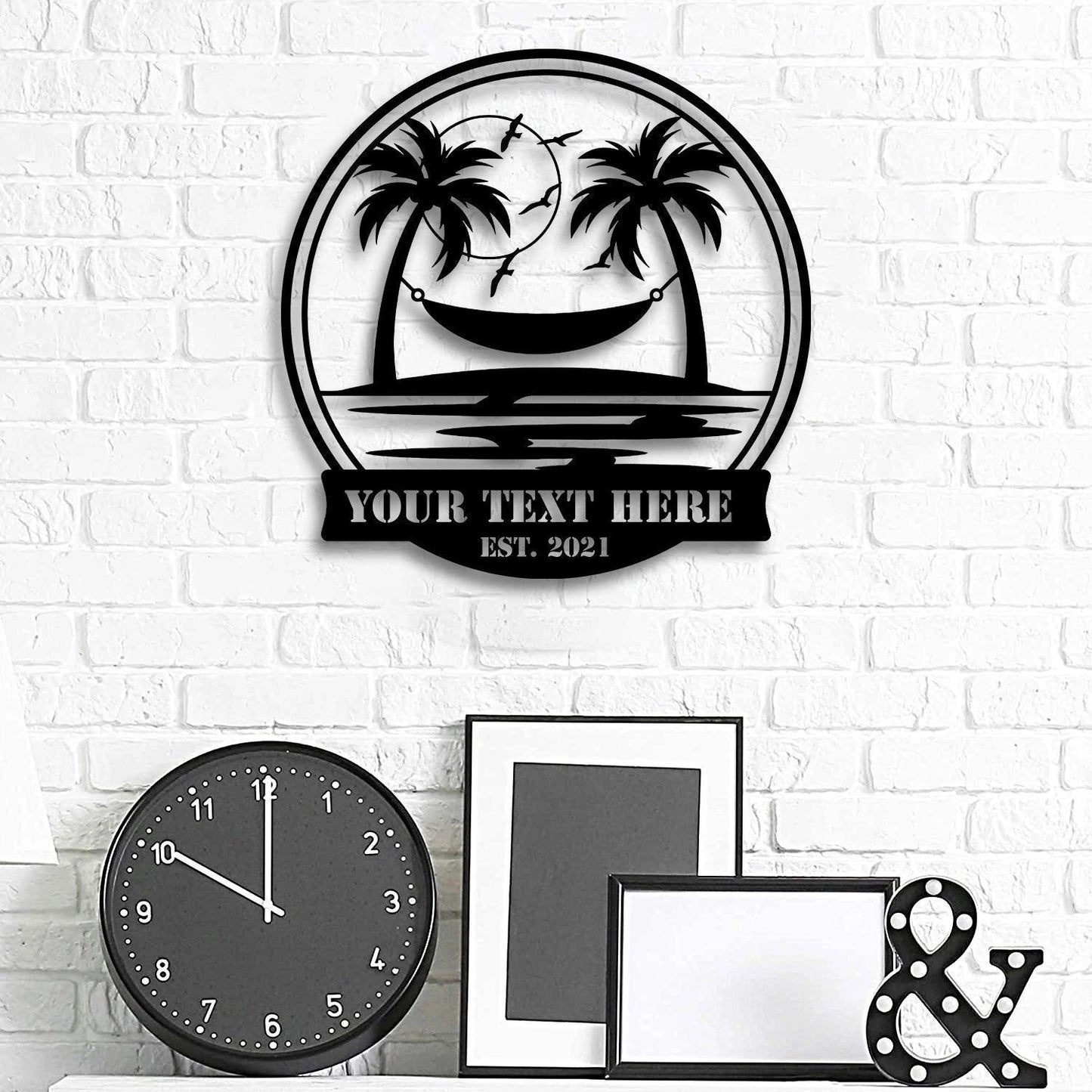 Family Name Beach Metal Sign Metal Beach Sign Beach House Decor Outdoor Family Sign Palm Tree Hammocktropical Island Metal