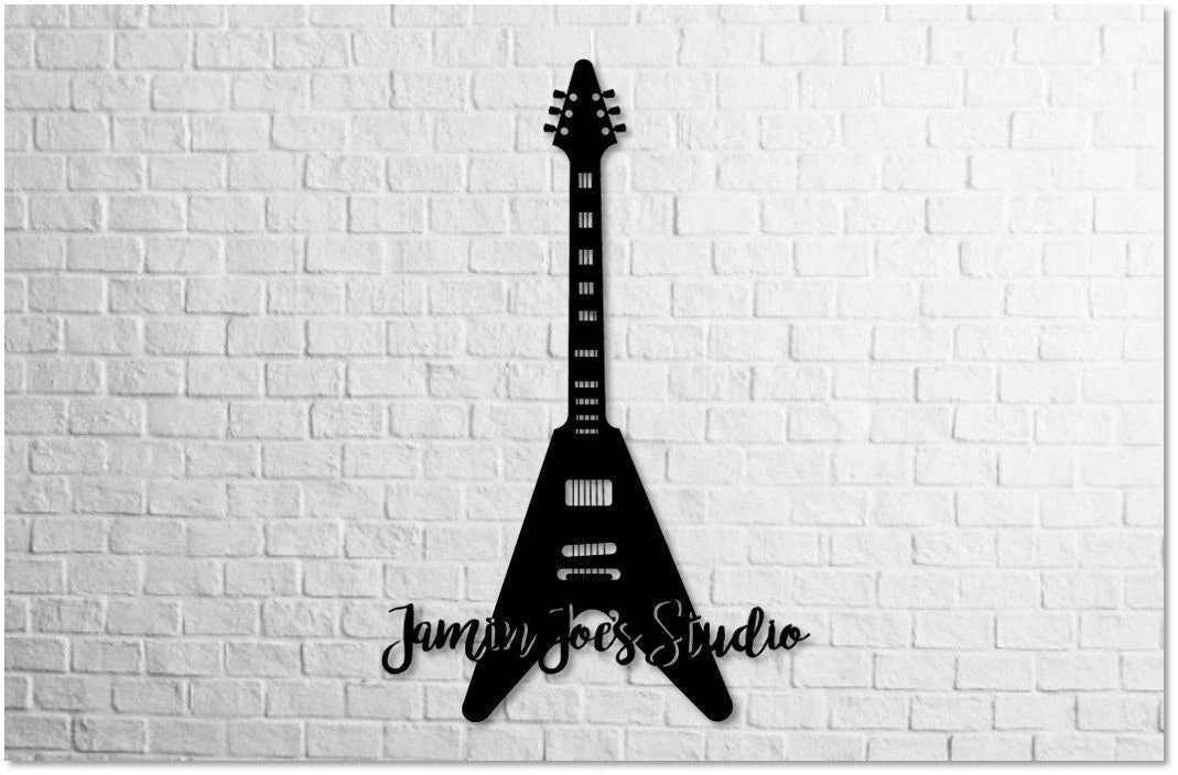 Flying V Guitar Replace With Your Name On The Sign Metal Sign Cut Metal Sign Wall Decor