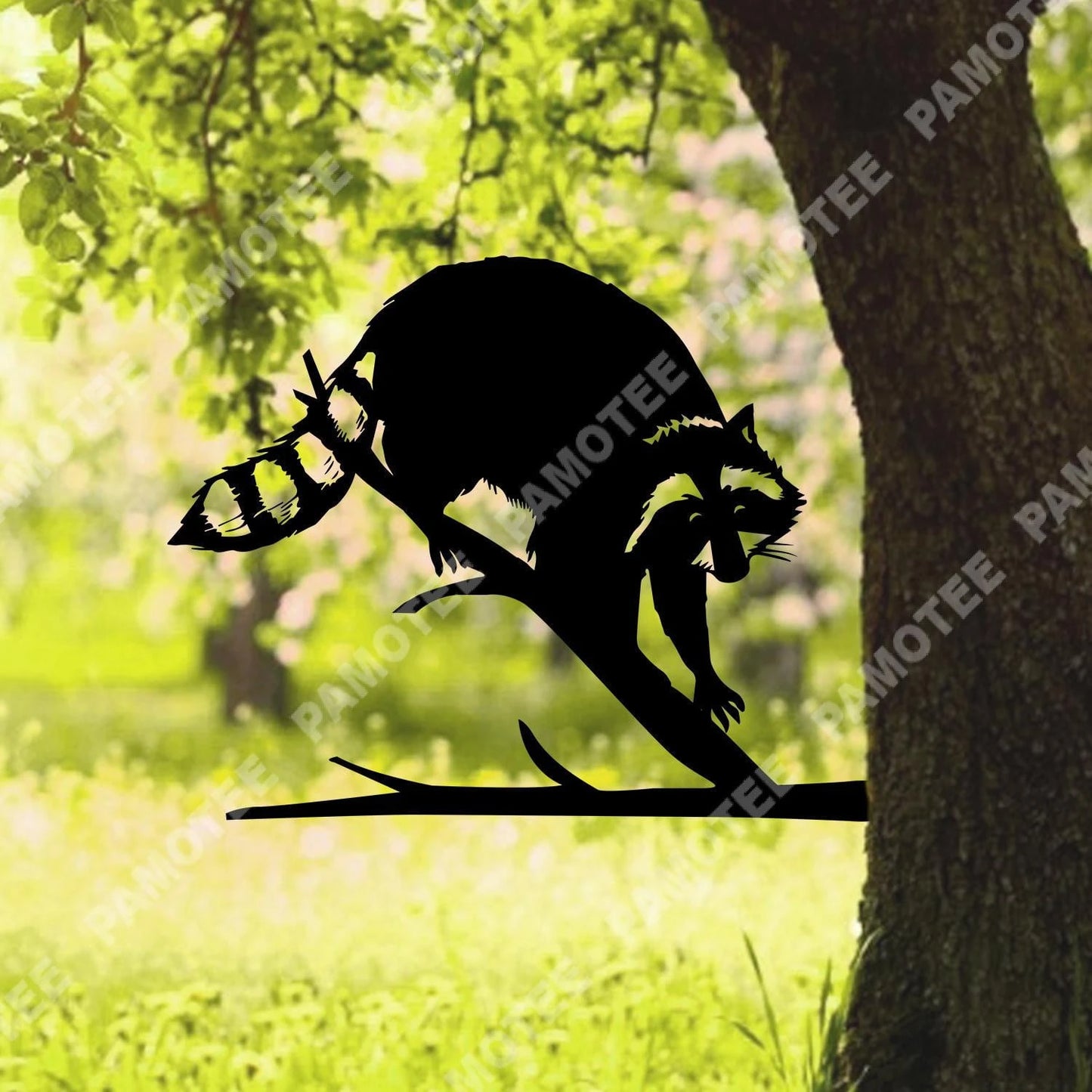 Raccoon Tree Metal Sign, Housewarming Raccoon Steel Plaque, Metal Laser Cut Metal Signs Custom Gift Ideas