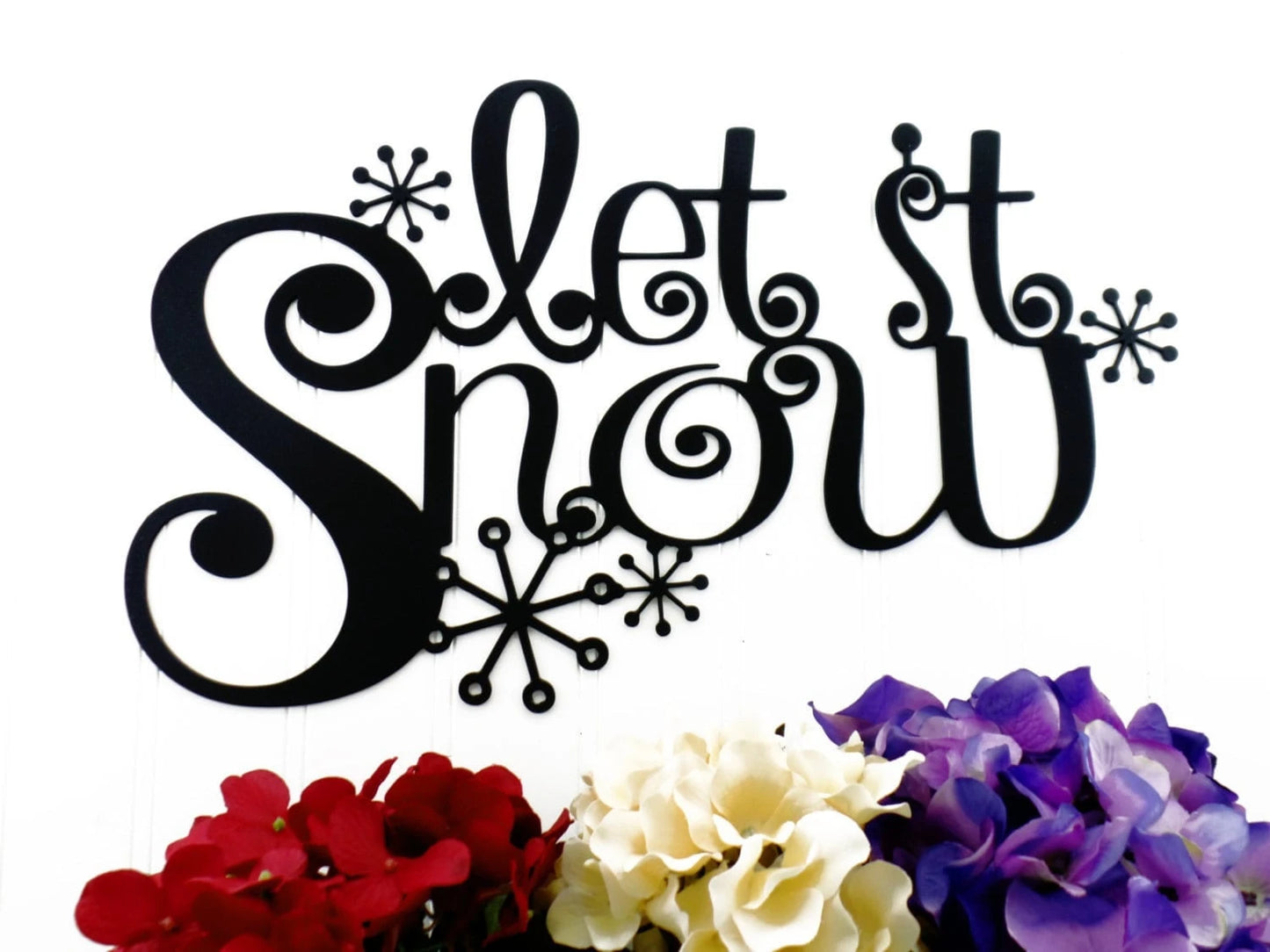 Let It Snow Metal Sign With Snowflakes Black Winter Decor Christmas Decor Snow Christmas Holiday Decor