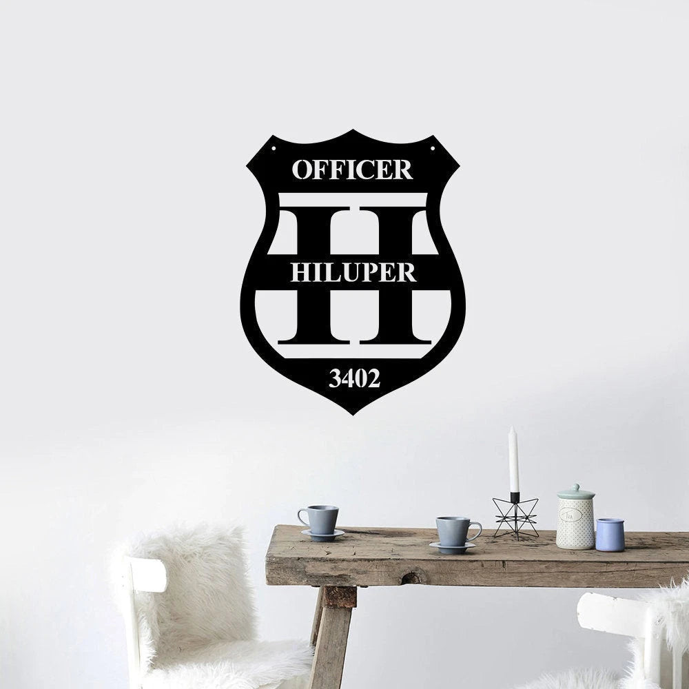 Personalized Police Metal Sign, Custom Name Sign For Home, Police Officer Decor, Father's Day Gift, Police Badge Sign, , Laser Cut Metal Signs Custom Gift Ideas