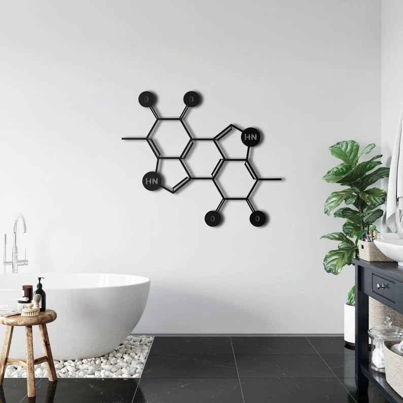 Metal Wall Decor Melanin Molecule Chemistry Art Metal Melanin Decoration Chemical Formula Biology Chemistry Art