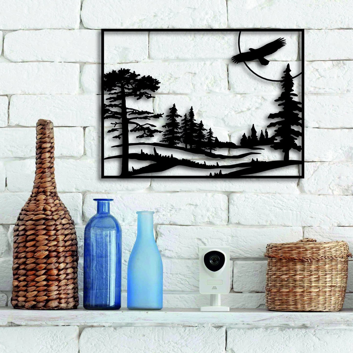Forest & Eagle Metal Wall Decor Wall Hanging Large Metal Wall Sign Office Minimalist Housewarming Gift