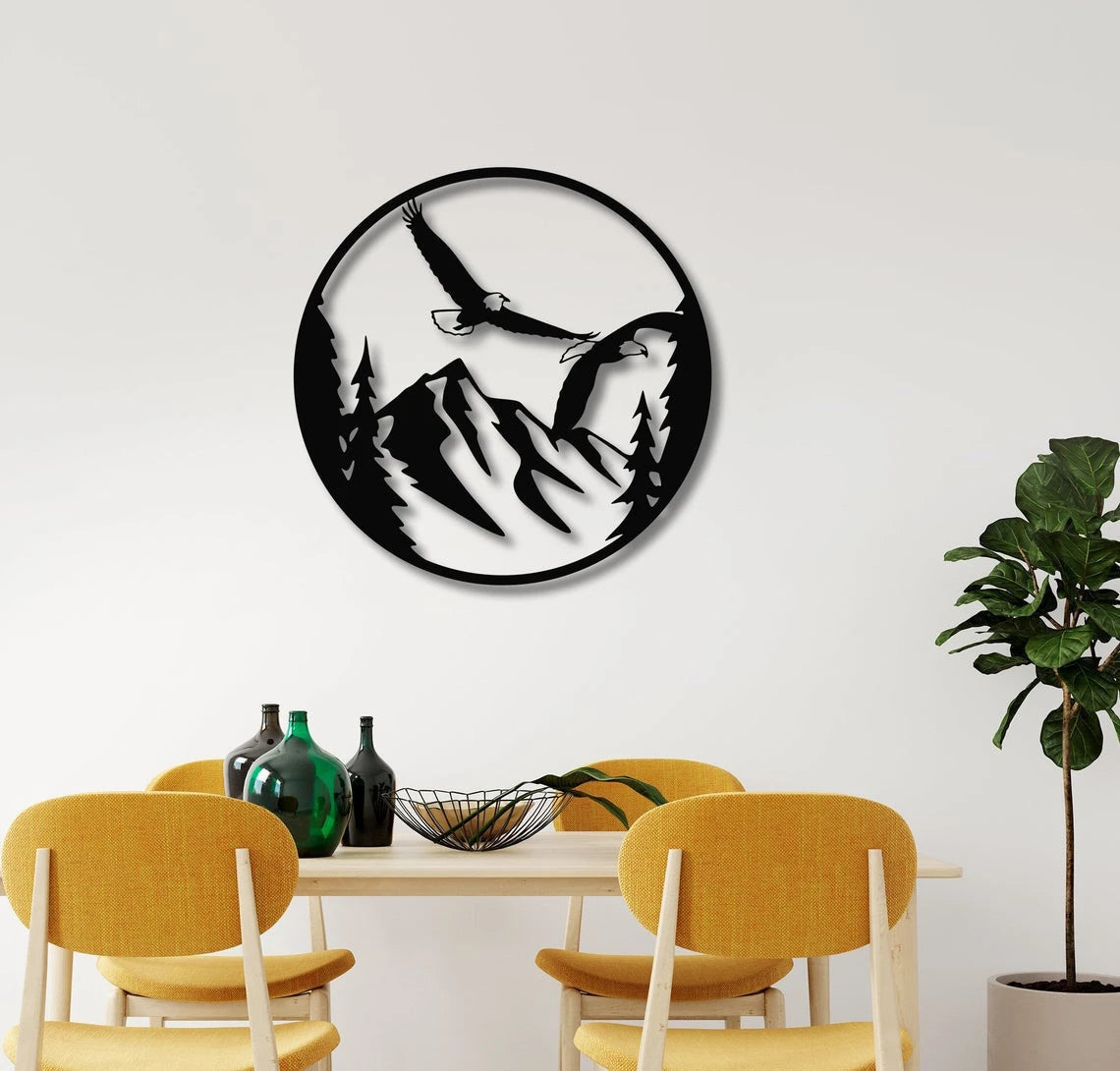 Mountain Birds Decor Wall Art Cut Metal Sign Laser Cut Metal Signs Custom Gift Ideas