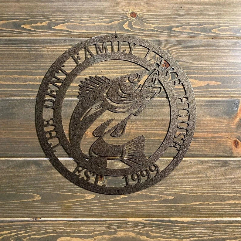 Personalized Metal Walleye Fish Sign Lake House Sign Metal Sign Fish Sign Boathouse Sign Man Cave Sign
