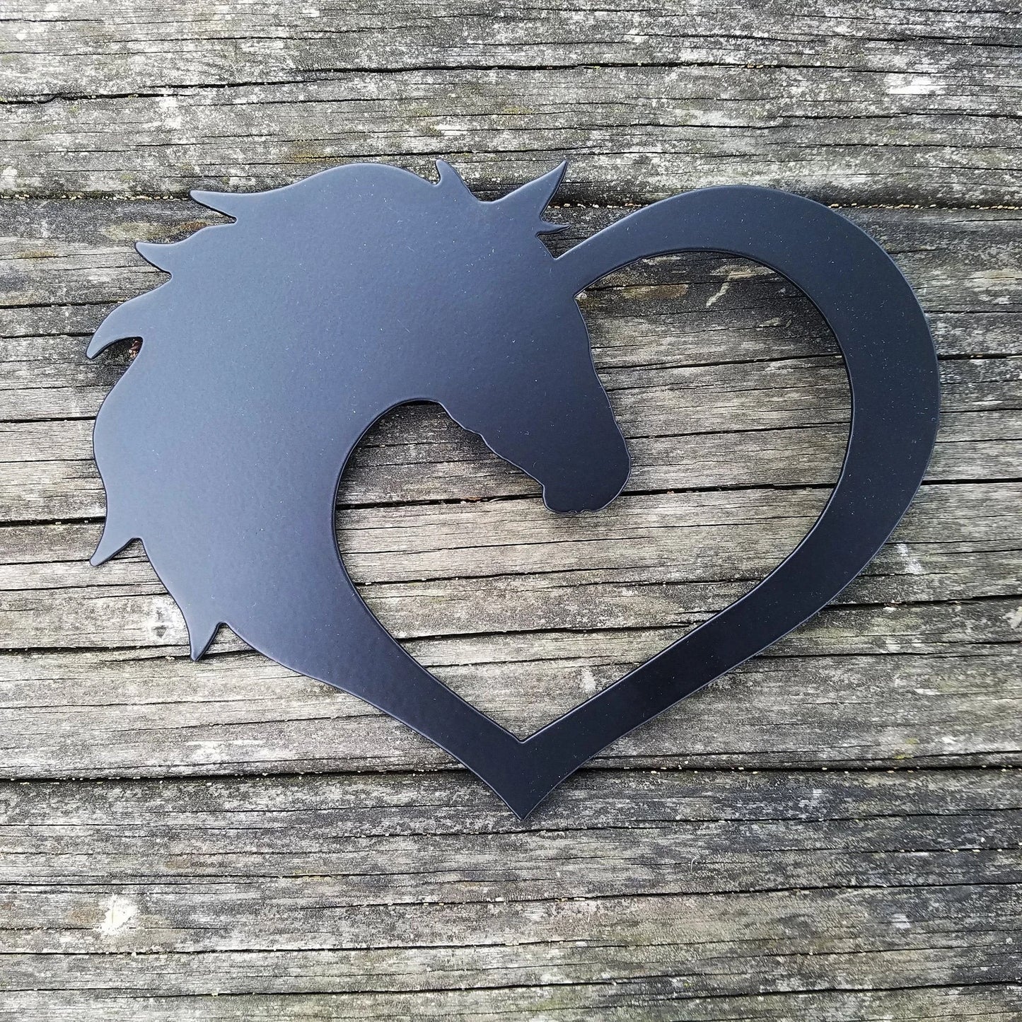 Horse Love Heart Metal Sign Heart Shaped Steel Sign With Horse Silhouette Wall Hanging Horse Decor For Equestrians