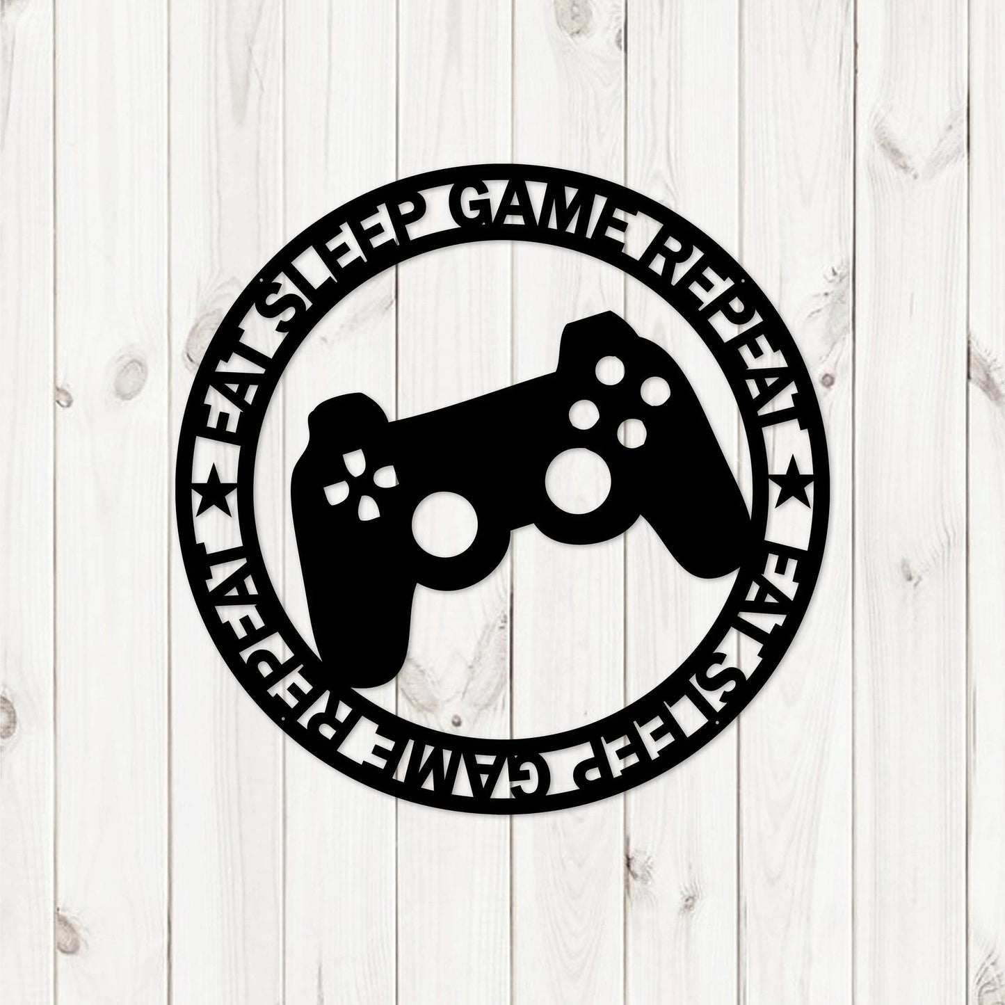 Eat Sleep Game Repeat Laser Cut Sign Laser Cut Gaming Sign Metal Gaming Sign