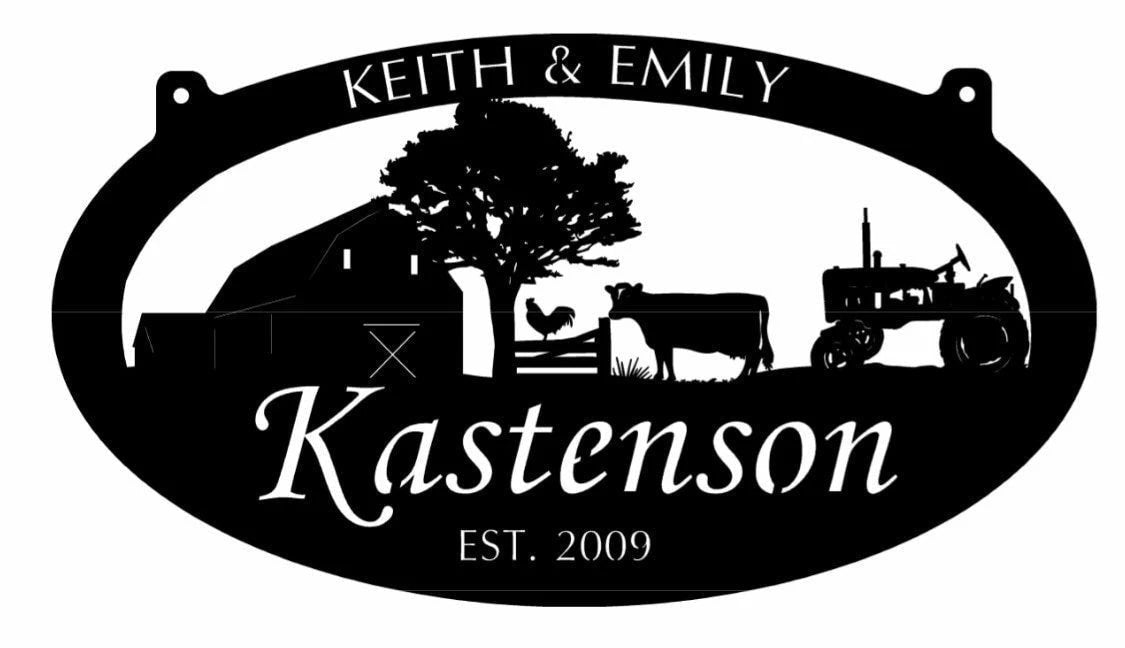 Metal Signbarn Cow Tractor Sign Huge 4ft Sign Customized With Your Name Metal House Sign