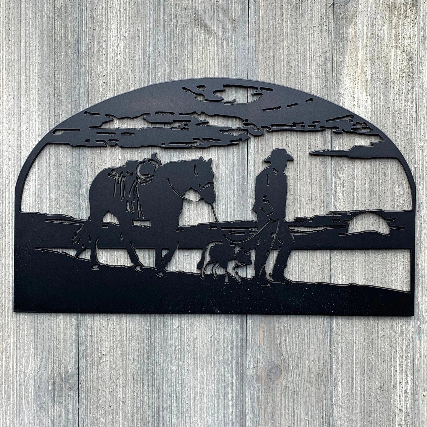 Cowboy Scene Metal Sign Cutout Cut Metal Sign Wall Metal Art