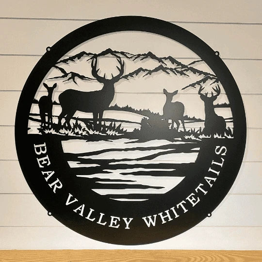Personalized Deer & Mountain Sign Cut Metal Sign Metal House Sign