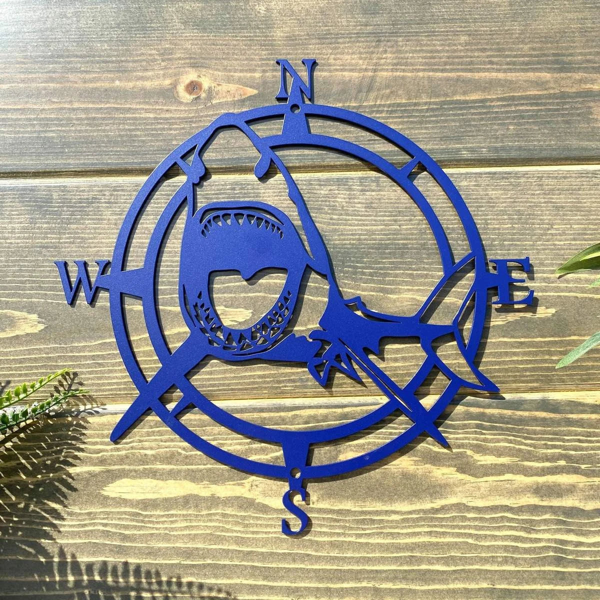 Shark Compass Wall Decor Cut Metal Sign Metal House Sign