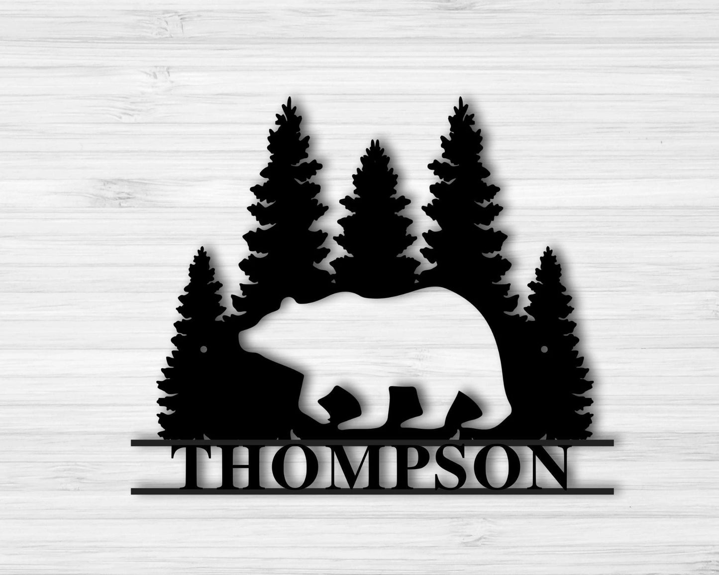 Bear Silhouette With Mountain Scene Metal Sign Custom Bear Sign Personalized Bear Sign Mama Bear Sign Custom Mama Bear