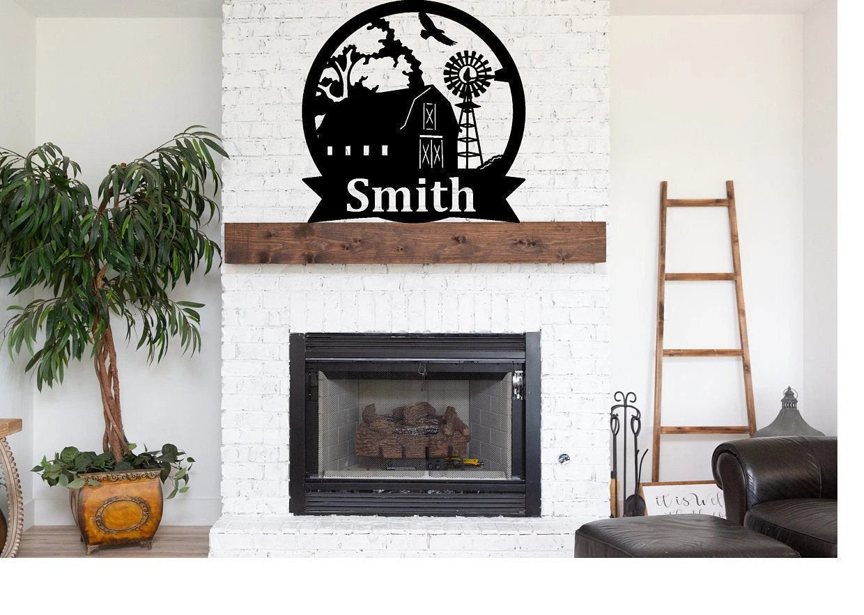 Personalized Barn And Windmill Monogram Laser Cut Metal Signs Custom Gift Ideas
