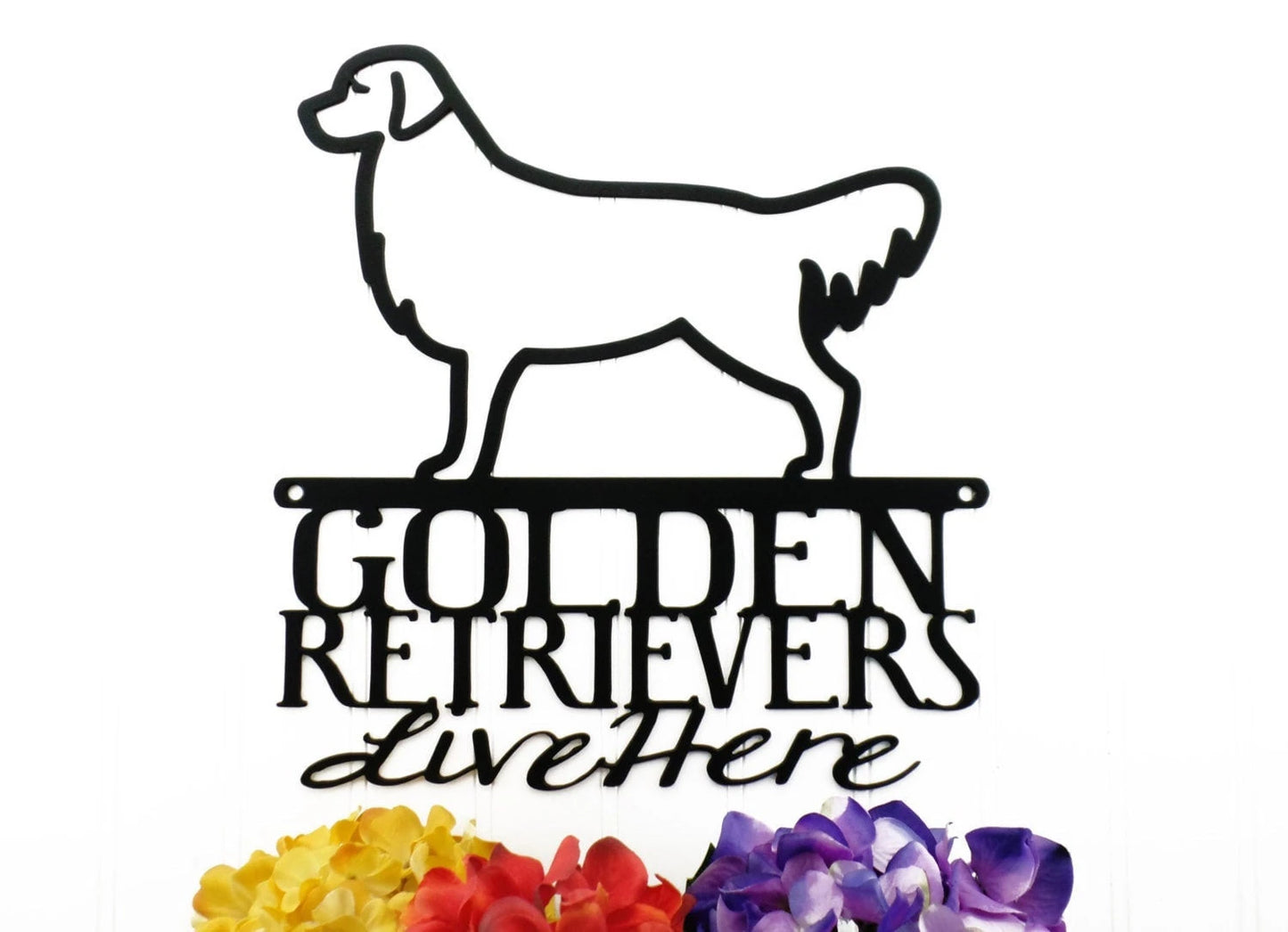 Golden Retrievers Live Here Metal Sign Black Retriever Golden Dog Sign Outdoor Sign
