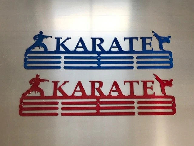Karate Medal Hanger Holder Display Rack 3 Rung Cut Metal Sign