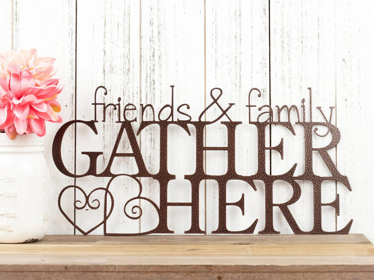 Friends And Family Gather Here Gather Sign Metal Sign Metal Wall Decor Metal Wall Hanging Hearts