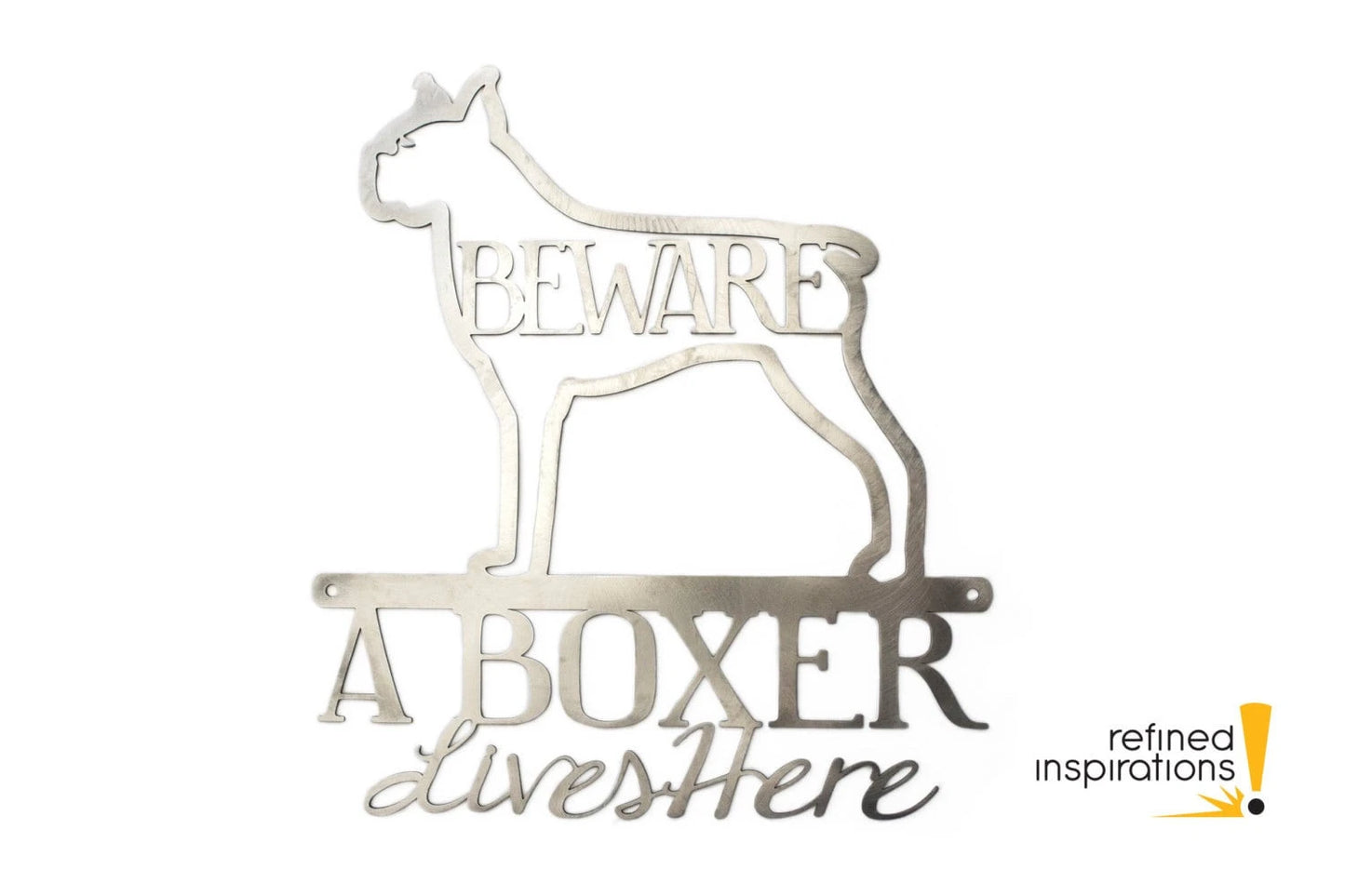 Boxer Lives Here Uncoated Bare Metal 10.laser Cut Steel Boxer Dog Boxers Metal Sign