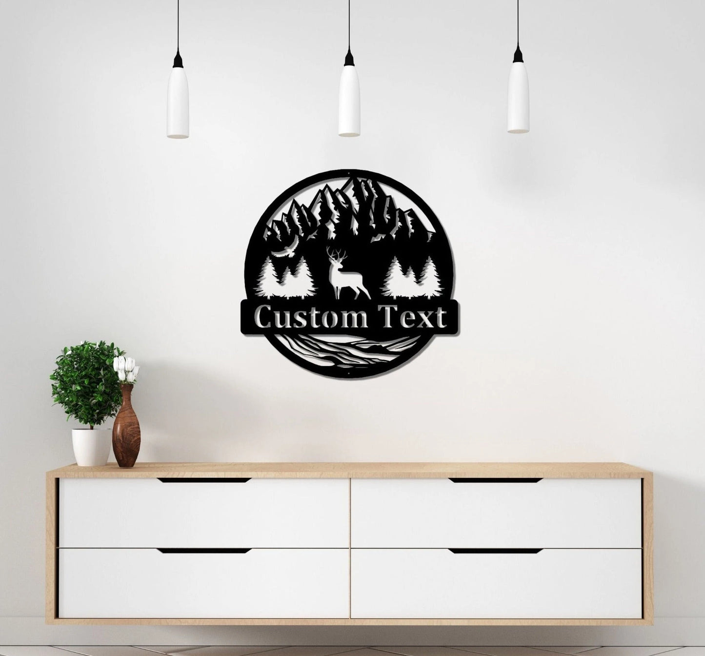 Deer Metal Decor Outdoor Indoor Wall Decor Non Rust Metal Decor Personalized Wall Decor Family Name Sign