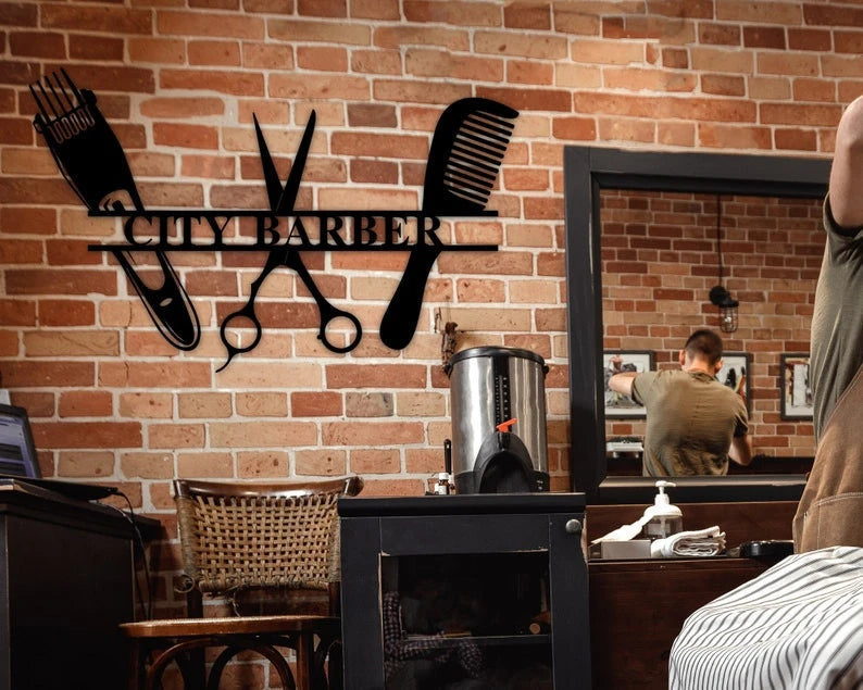City Barber For Men Decor Wall Art Personalized Cut Metal Sign Laser Cut Metal Signs Custom Gift Ideas