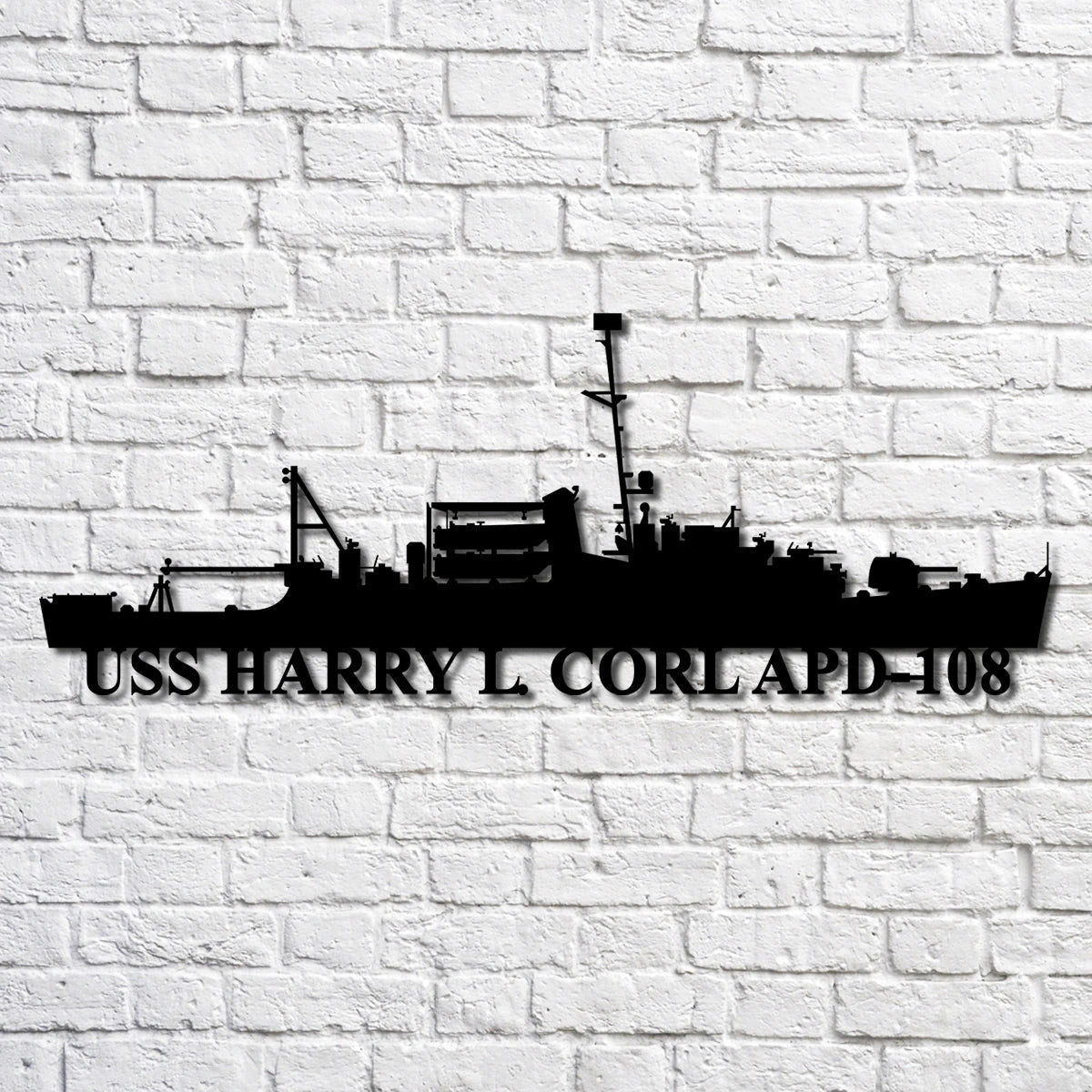 Uss Harry L. Corl Apd108 Navy Ship Metal Art, Custom Us Navy Ship Cut Metal Sign, Gift For Navy Veteran, Navy Ships Silhouette Metal Art, Navy Home Decor Laser Cut Metal Signs Custom Gift Ideas
