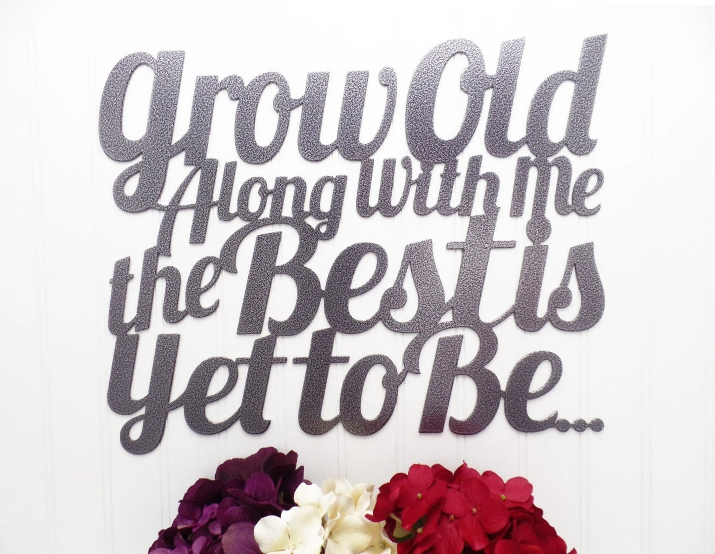 Grow Old Along With Me The Best Is Yet To Be Metal Sign Silver Metal Wall Decor Sign