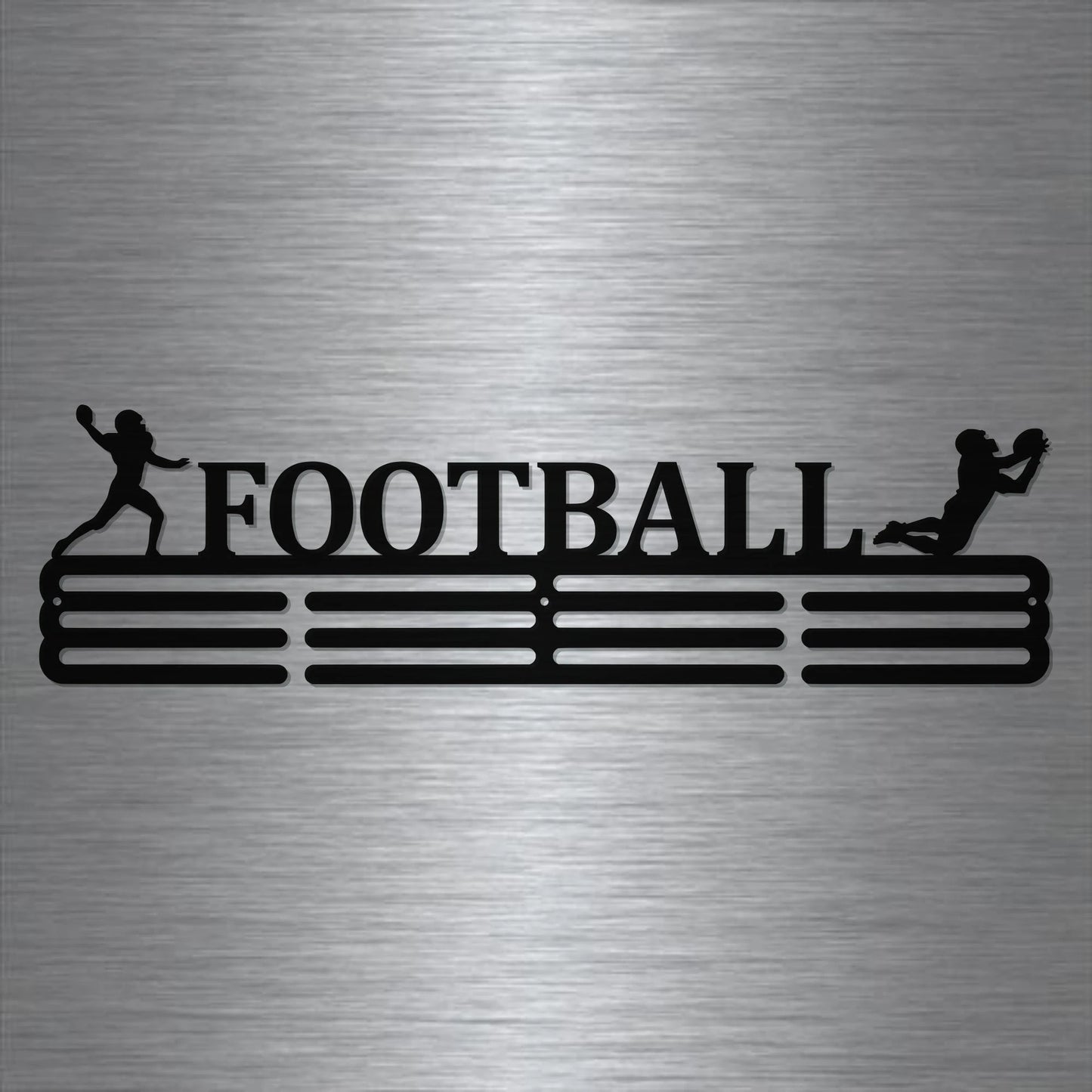 Football Medal Hanger Holder Display Rack 3 Rung Cut Metal Sign