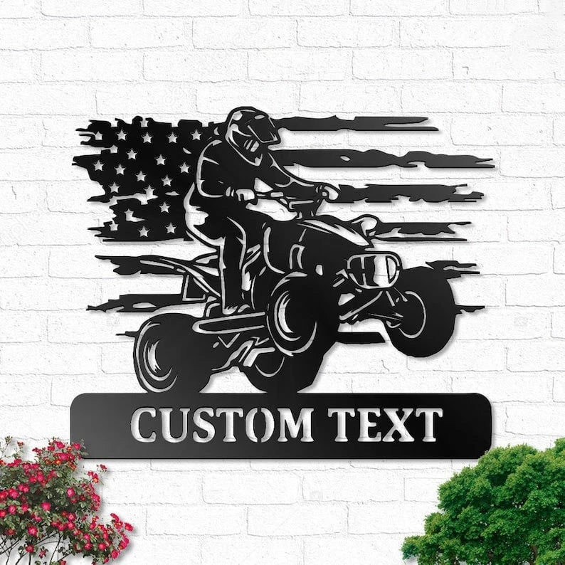 Custom Us Quad Dirt Bike Personalized Us Atv Name Sign Decoration For Living Room Biker Outdoor