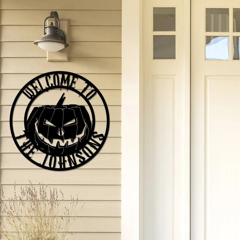 Pumpkin Halloween Pumpkin Metal Sign Halloween Welcome Metal Sign Pumpkin Door Hanger Fall Door Hanger