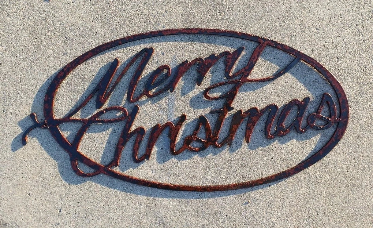 Merry Christmas Metal Sign Cut Metal Sign Wall Metal Sign