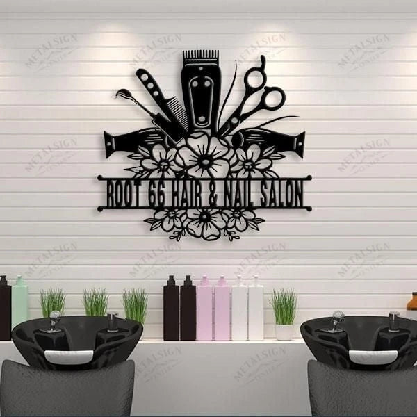 Hair And Nail Salon Personalized Metal Wall Art, Hair Salon Cut Metal Sign, Barber Shop Metal Wall Art Laser Cut Metal Signs Custom Gift Ideas