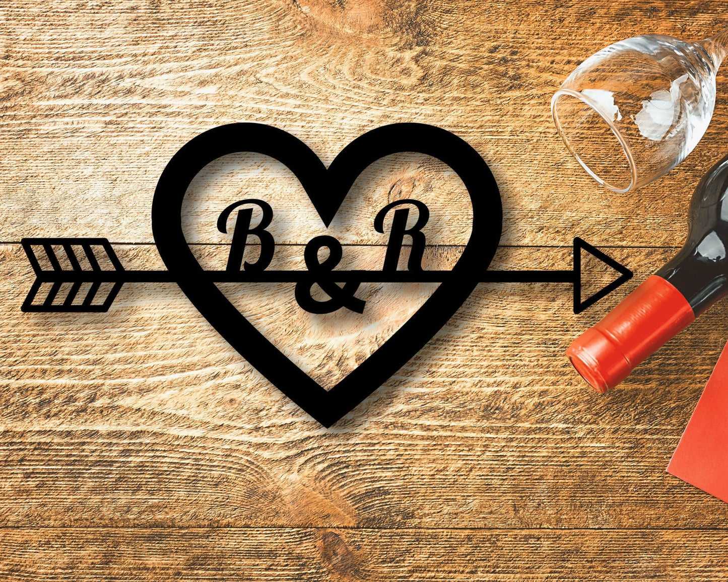 Personalized Heart Sign Metal Heart Sign Heart And Arrow Initials Heart Sign Valentine's Day Gift Mother's Day Gift Heart Wall Decor