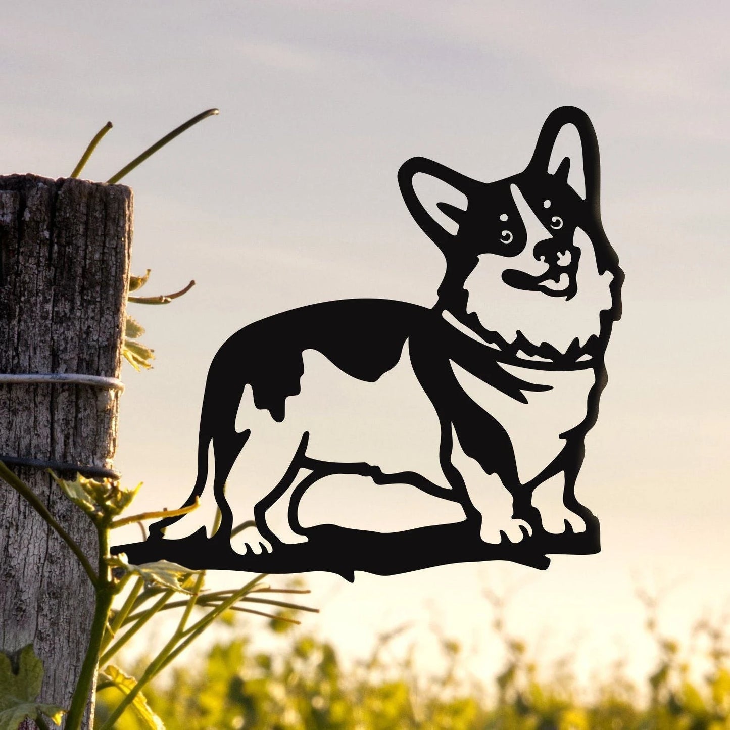 Corgi Puppy Love Metal Art Garden Signs Cut Metal Sign Metal House Sign