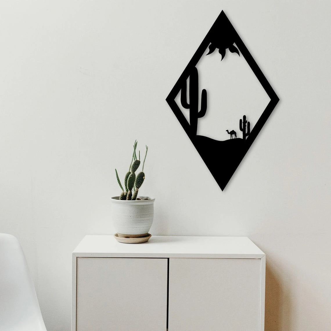 Desert Sun Cactus Plant Camel Wall Art Decor Cut Metal Sign Laser Cut Metal Signs Custom Gift Ideas