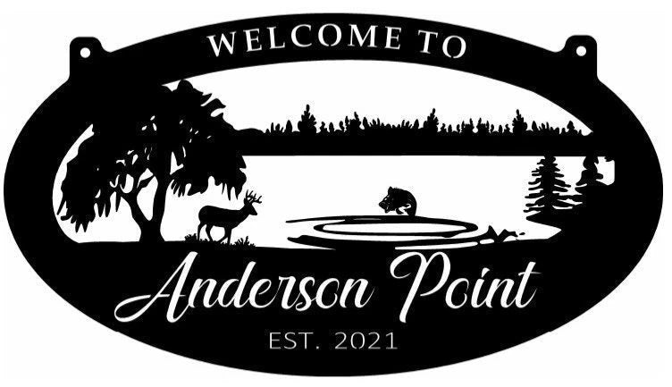 Metal Sign Lake Jumping Fish Sign , Deer Lake Sign Customized With Your Name, Metal Wall Art, Metal House Sign Laser Cut Metal Signs Custom Gift Ideas