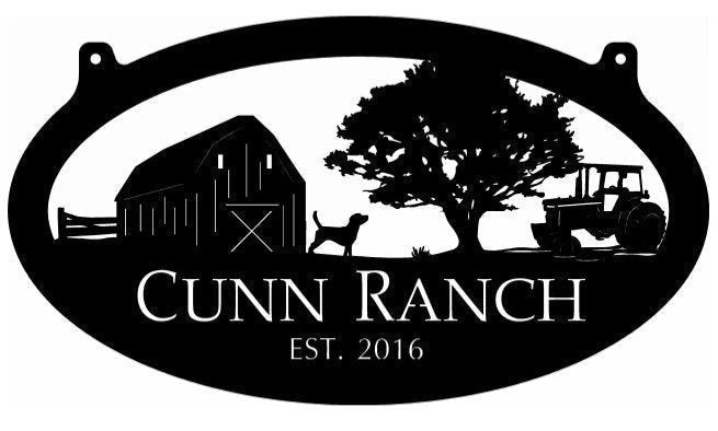 Metal Sign With Barn Dog Tractor Sign Customized With Your Name Metal House Sign
