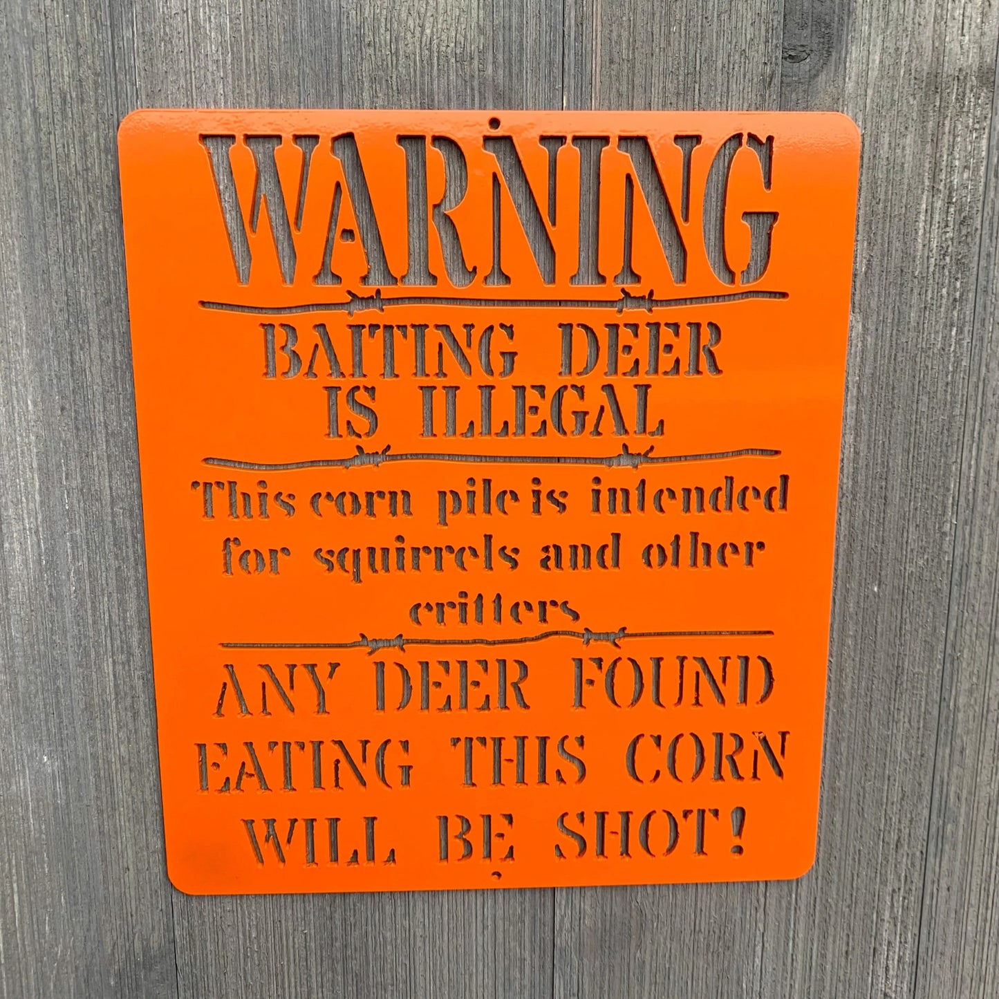 Warning Baiting Deer Metal Sign Cutout Cut Metal Sign Wall Metal Art