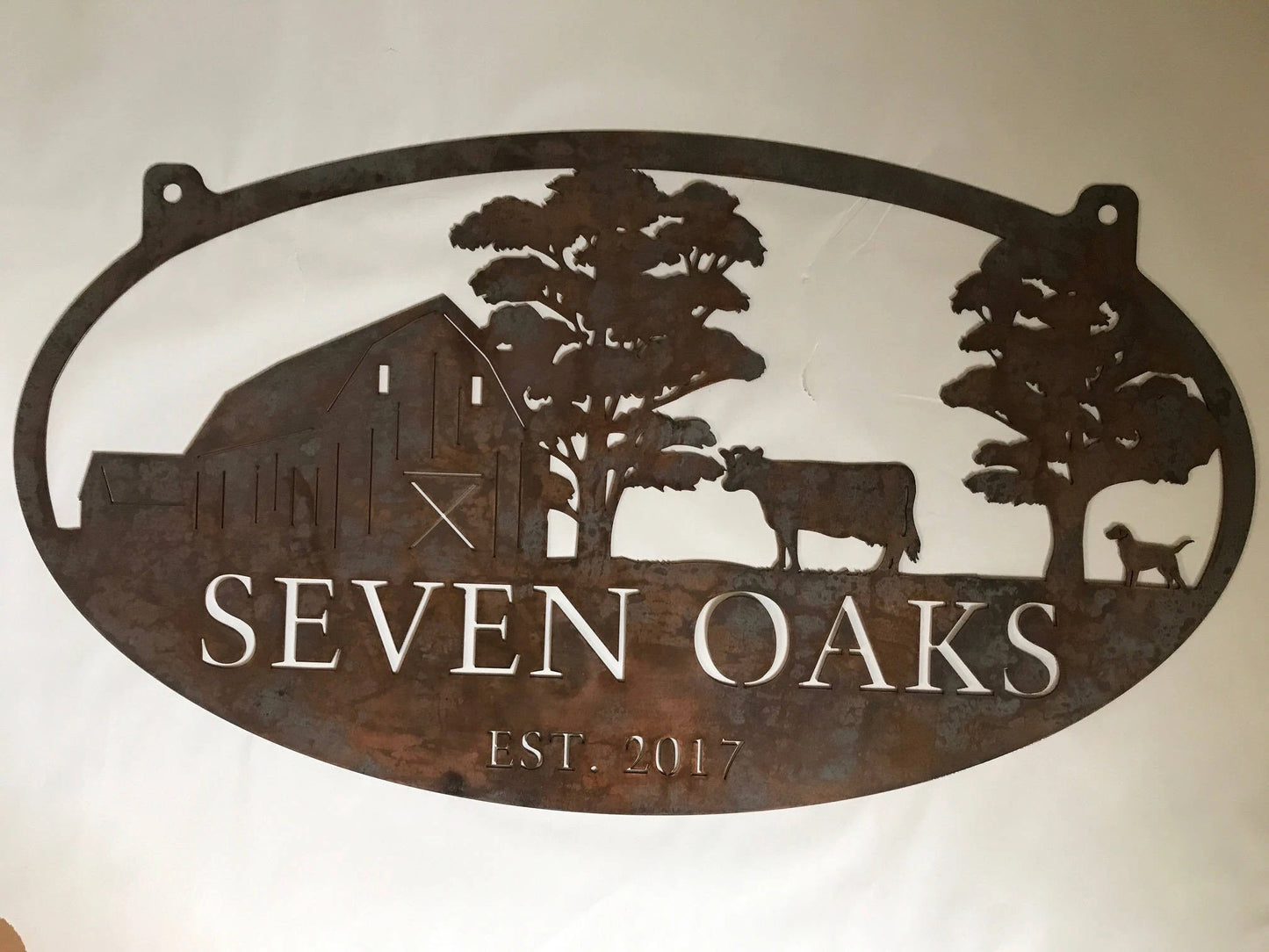Farm Sign, Cow Barn Sign,personalized Metal Sign Barn And Cow And Tree Sign, Metal Wall Art, Metal House Sign, Metal Laser Cut Metal Signs Custom Gift Ideas