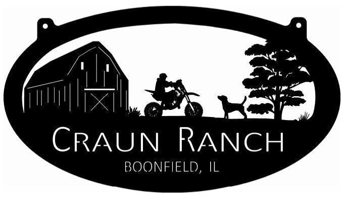 Dirt Bike Metal Sign With Dirt Bike Dog Barn Scene Metal House Sign