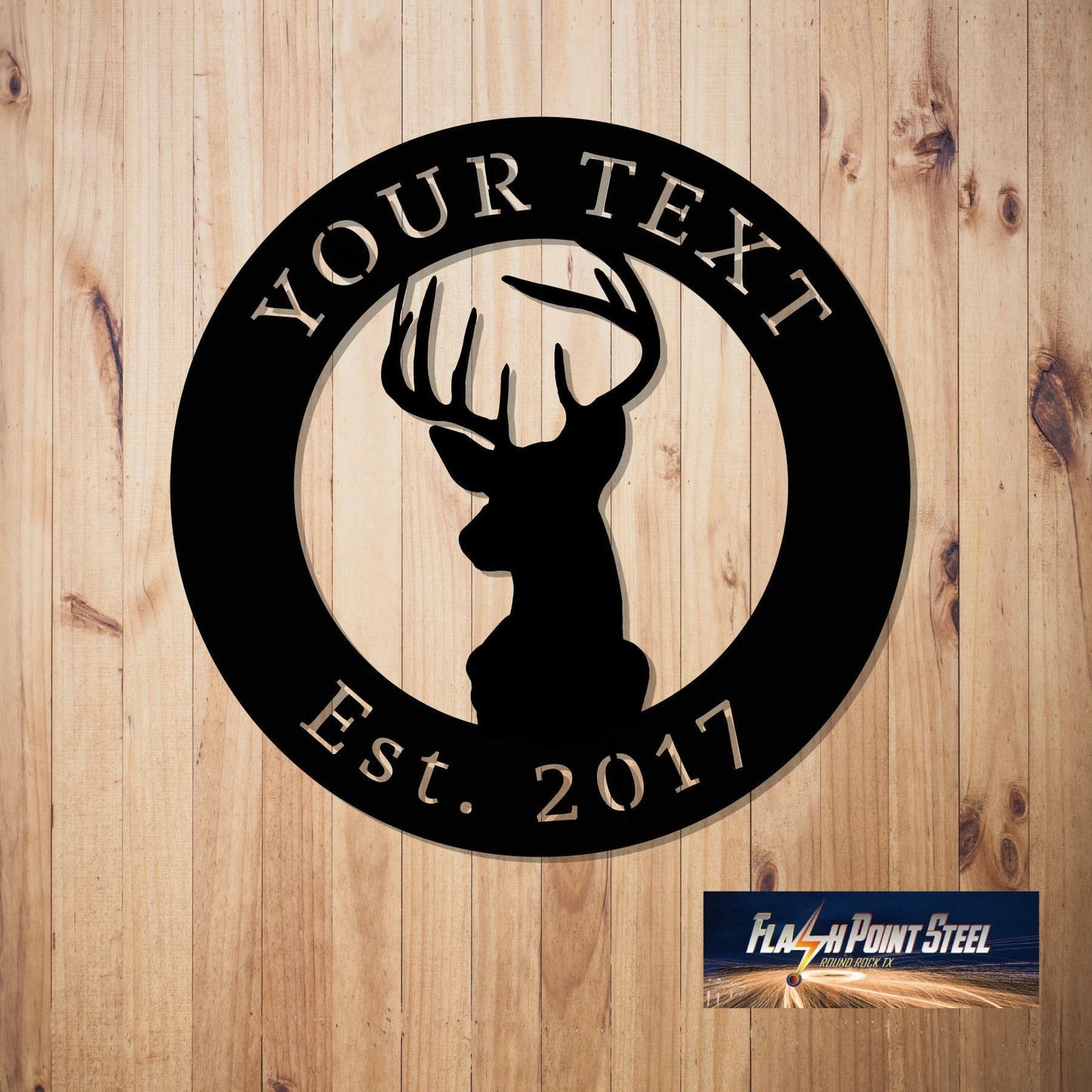 Ranch Sign, Farm Sign, Hunting Sign, Deer Shape Personalized Circle With Custom Text. Plasma Cut Steel Sign ,steel Art Laser Cut Metal Signs Custom Gift Ideas