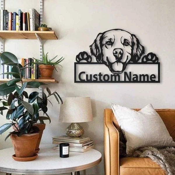 Golden Retriever Personalized Metal Wall Decor Ii, Cut Metal Sign, Metal Wall Art, Metal House Sign, Metal Laser Cut Metal Signs Custom Gift Ideas