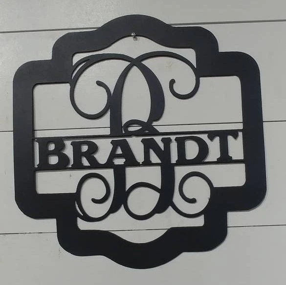 Arched Curved Letter Monogram Metal Monogram Framed Family Initial Letter Door Sign Hanger