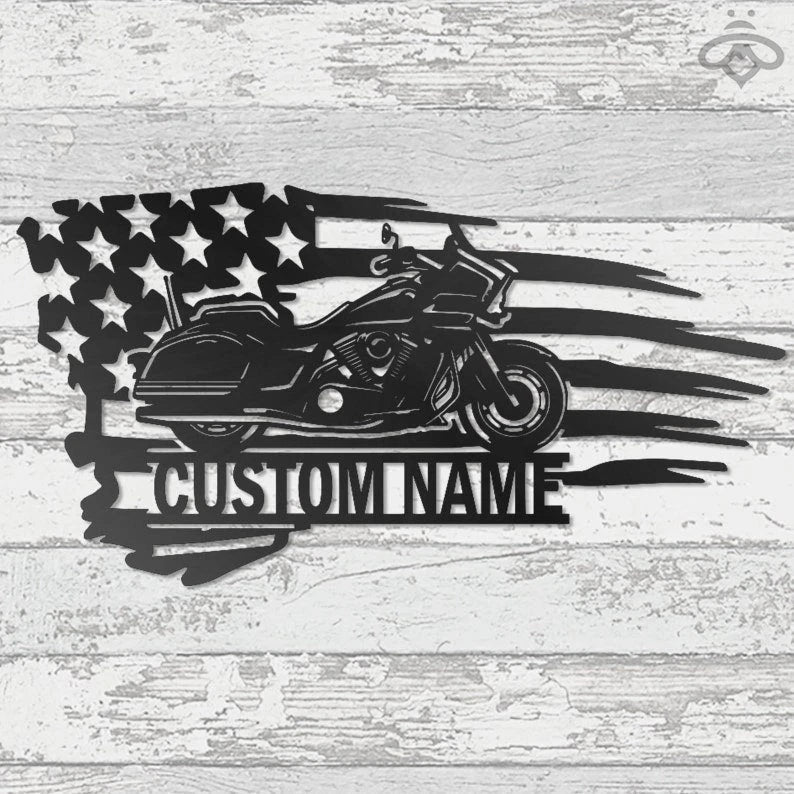 Custom Motorcycle Metal Wall Art, Personalized Motorcycle Garage Name Sign Decoration For Living Room, Biker Home Decor Laser Cut Metal Signs Custom Gift Ideas