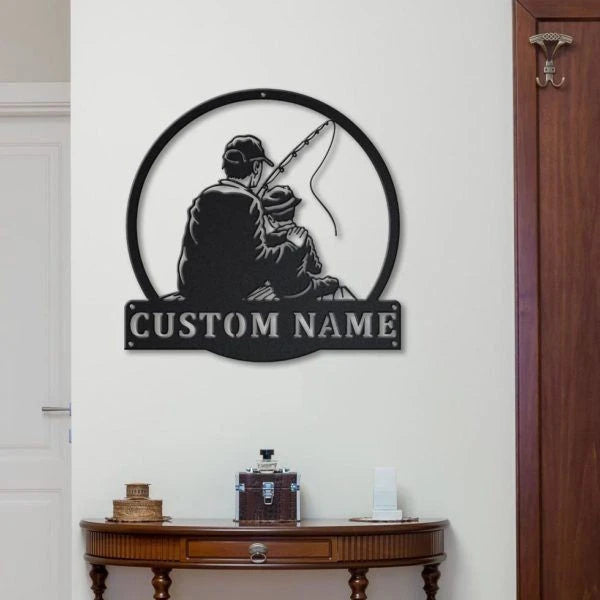 Fishing Father And Son Personalized Monogram Metal Wall Decor Ii, Cut Metal Sign, Metal Wall Art, Metal House Sign, Metal Laser Cut Metal Signs Custom Gift Ideas