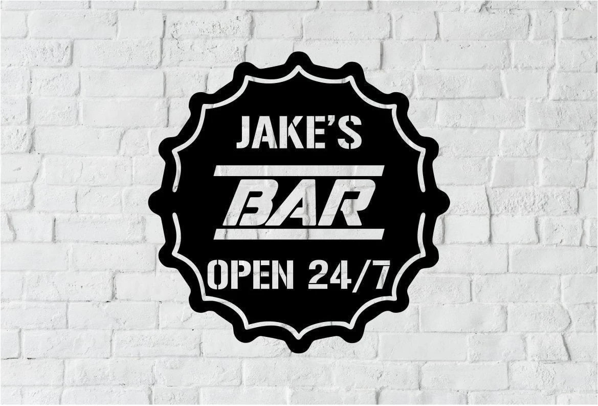 Personalized Metal Bar Sign, Fathers Day Gift, Metal Sign, Established Date, Bar Plaque, Laser Cut Metal Signs Custom Gift Ideas