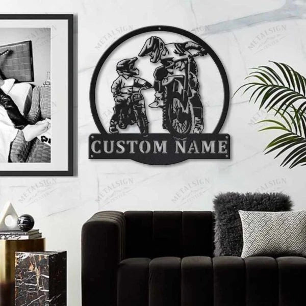 Motorbike Father And Son Personalized Monogram Metal Wall Decor, Cut Metal Sign, Metal Wall Art, Metal House Sign, Metal Laser Cut Metal Signs Custom Gift Ideas